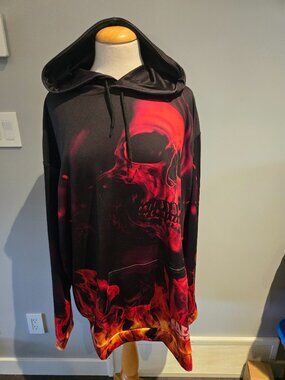 Mac Tools Men’s Skull & Flames Graphic Hoodie | Size 3X | Black
